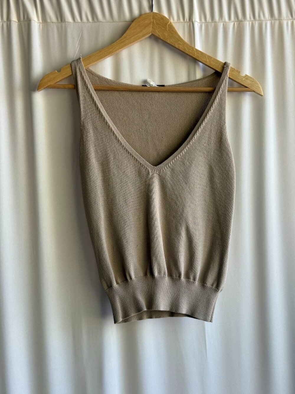J.Crew Taupe Knit Sweater Tank Top Minimalist V-Neck Sleeveless